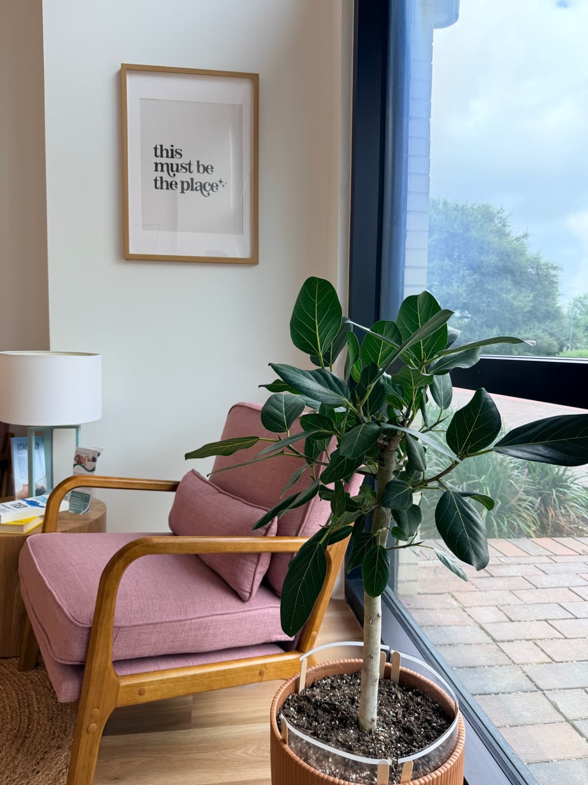 The welcoming waiting area at Latched Beginnings