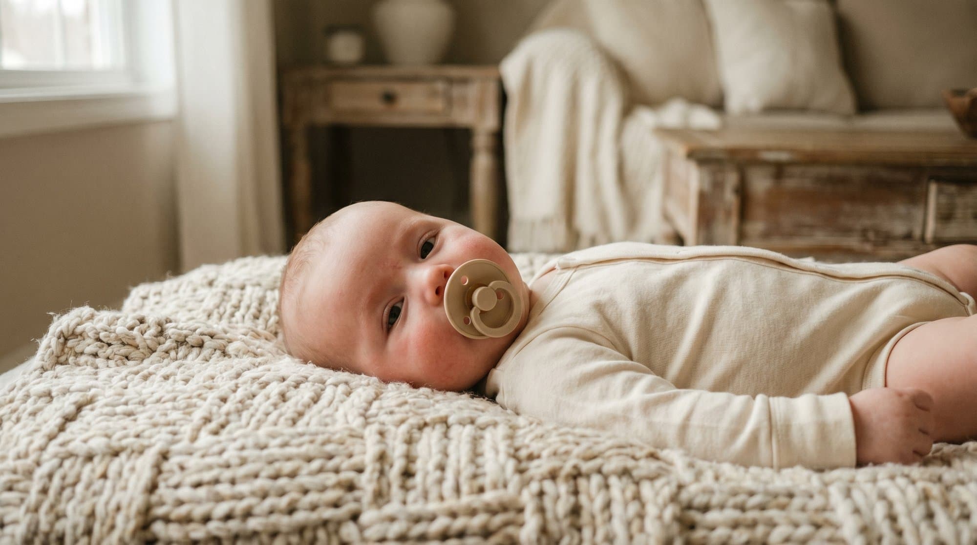 A baby with a pacifier